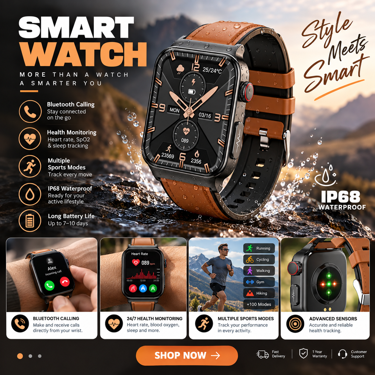ECG Monitoring Sports Smart Watch